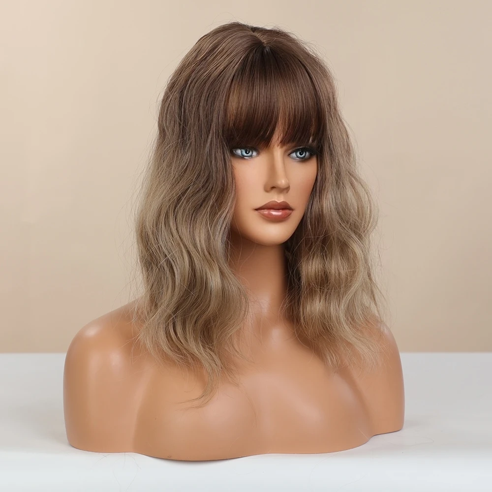 Парик блонд единорог синтетические волнистые темные корни Омбре коричневые