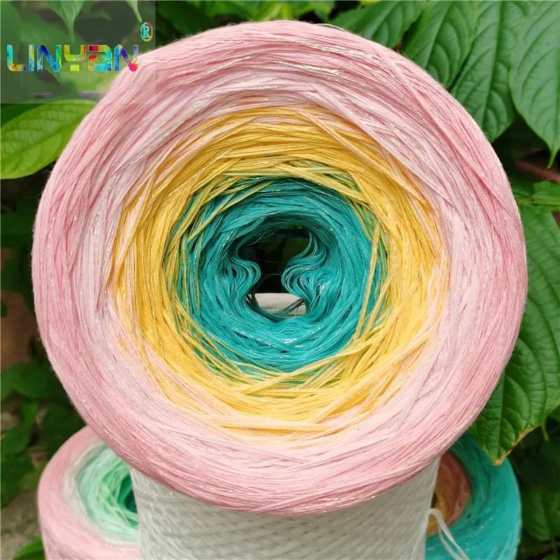 Пряжа для вязания крючком в форме шара 340 г хлопковая льняная пряжа с космической