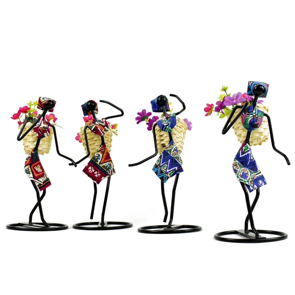 

Креативные ретро этнические стильные Железные украшения для чайной девочки, украшения для гостиной, фигурки ручной работы, скандинавский д...