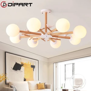 Nordic LED luminaires Wooden Chandelier Modern Loft Lighting Novelty Fixtures  Hanging Lights Living Room Pendant Lamps