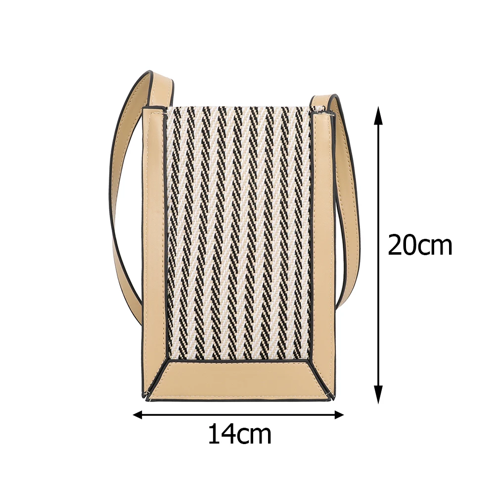 

Fashion Mini Shoulder Bags Stripe Woven PU Patchwork PU Leather Shoulder Crossbody Bag Bohemian Small Phone Bags for Women