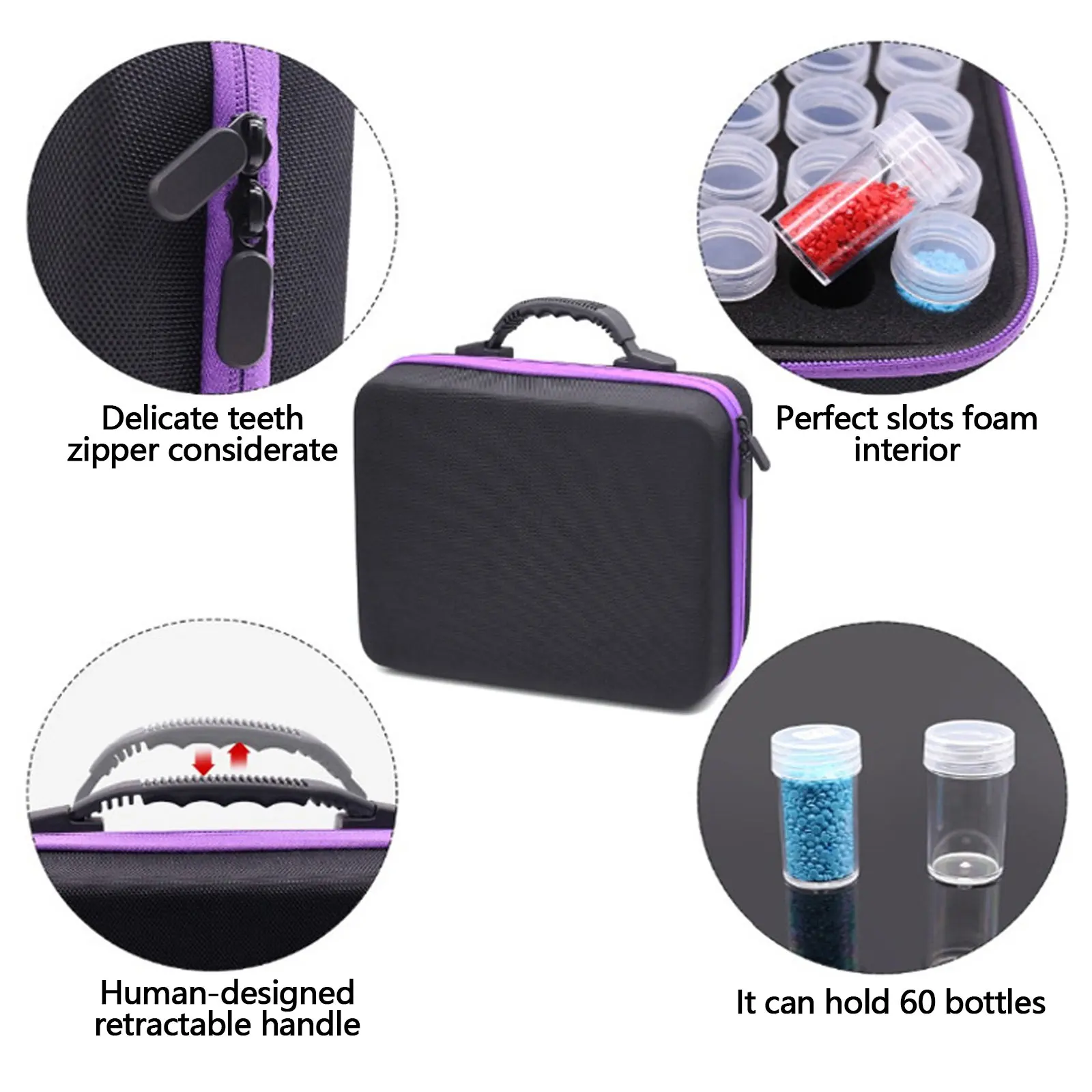 Противоударный чехол для переноски Эва 60 ячеек 15 мл|Наборы инструментов макияжа|