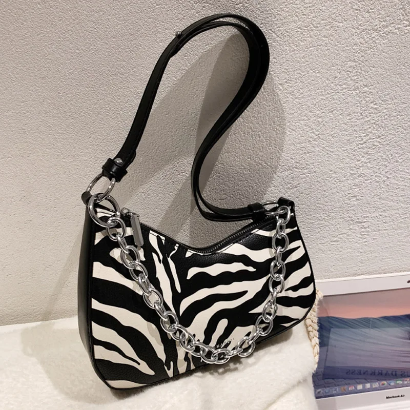 

Simple French Shoulder Bags For Women Pu Leather Vintage Shoulder Bags With Metal Chain Female Crossbody Bag Women Handbags