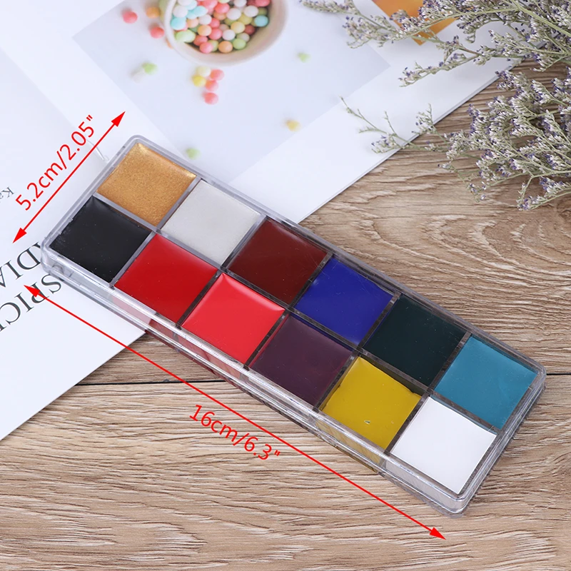 

12 Colors Non-toxic Art Face Makeup Cosplay Pigment Devil With Brush Water-Soluble Party Drawing Body Paint Fancy Safe Use