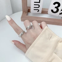 fmily retro 925 sterling silver geometric smiley face tassel ring fashion hip hop bungee jewelry for girlfriend gifts