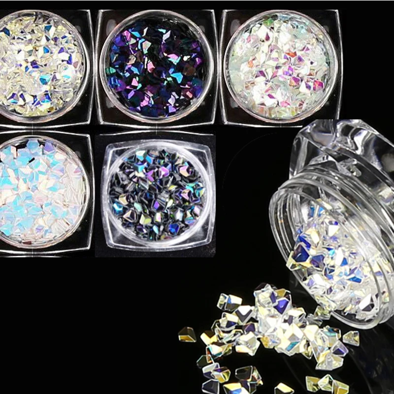 Блестящие бриллиантовые хлопья для ногтей 3 мм 5 коробок/набор разноцветные