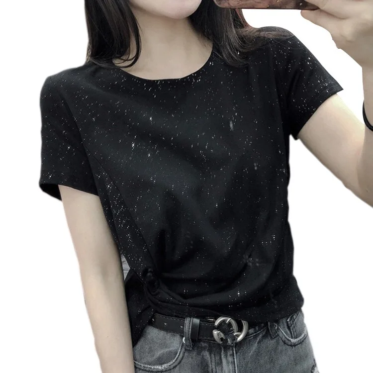

J5712-2021 summer new Korean short bottoming shirt net red slim slimming solid color short-sleeved T-shirt female