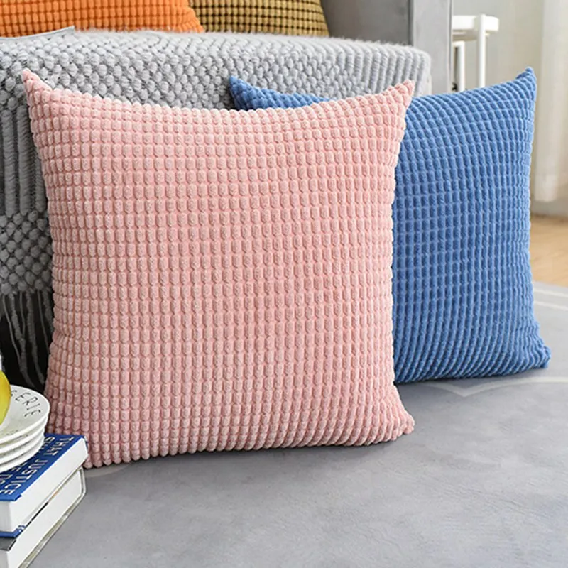 

Corn kernels sofa plush pillowcase solid color fabric home bedside back cushion without pillow core
