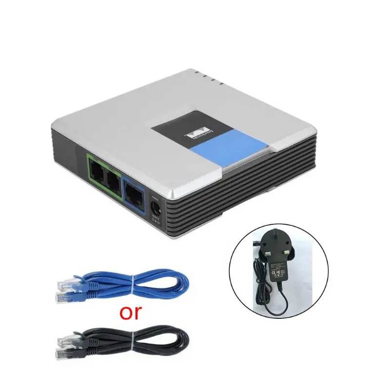 

1Set VOIP Gateway 2 Ports SIP V2 Protocol Internet Phone Voice Adapter with Network Cable for Linksys PAP2T AU/EU/US/UK Plug