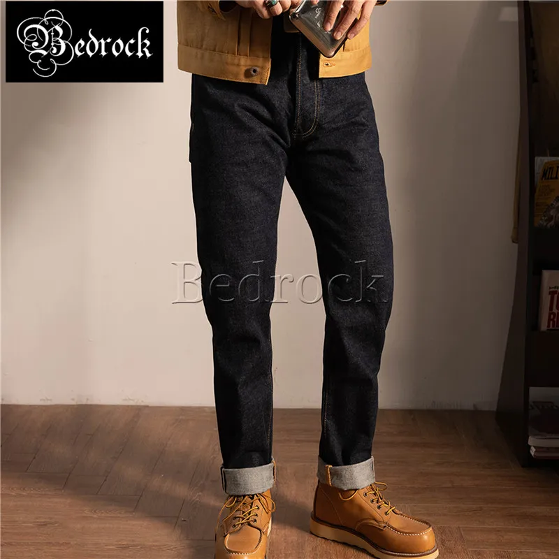 RT 14oz one washed original dark blue micro taper jeans men warehouse raw denim selvedge trousers slim pencil pants
