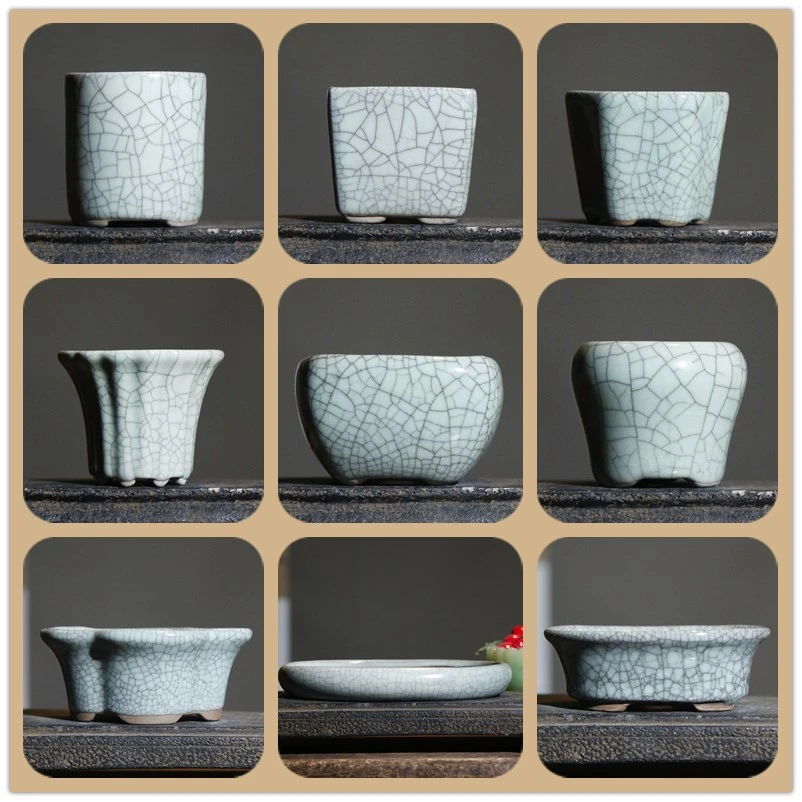 

Chinese Household Ceramic Flower Pot Succulent Planter Creative Cracked Cute Plants Flower Pot For Home Desktop DecorationLB550