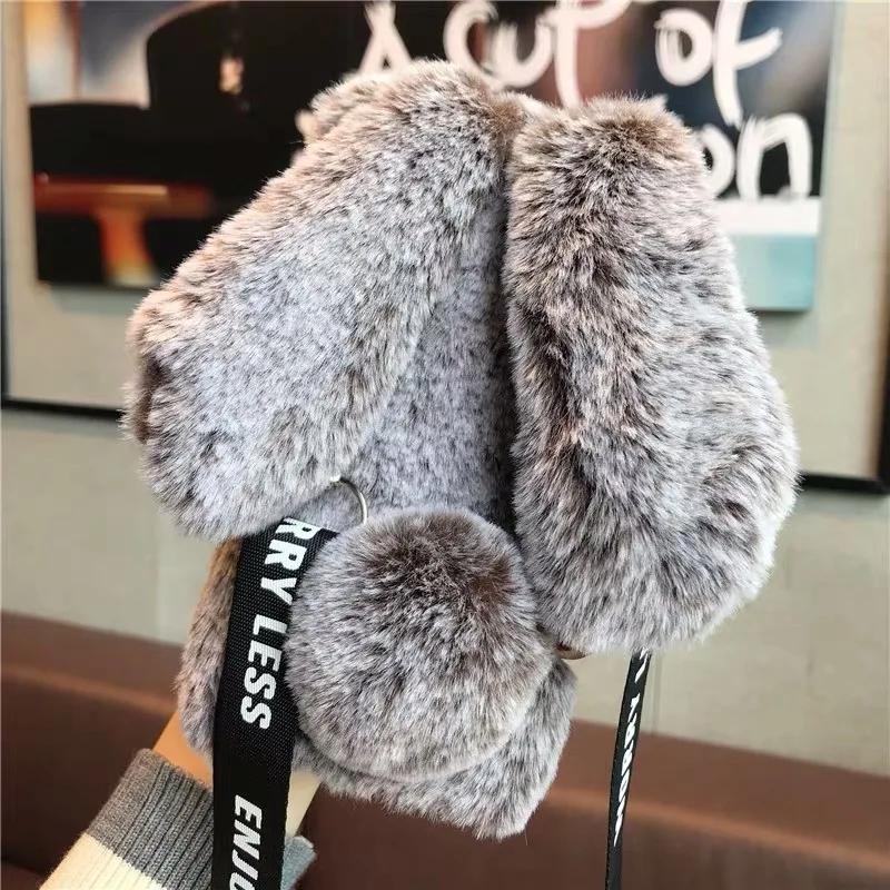 Милый плюшевый чехол для телефона с 3D кроличьими ушками и бриллиантами