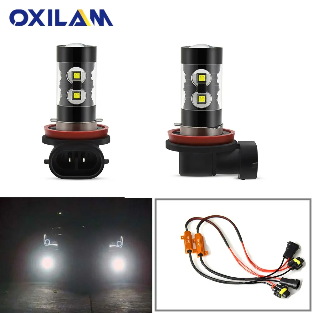 OXILAM 2x Canbus H11 H8 H9 50 Вт Светодиодный Противотуманные фары Дневные Фары Светильник