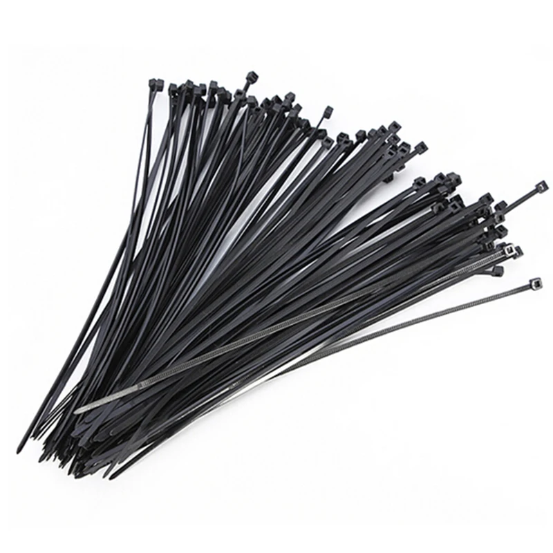 

100pcs 10cm Nylon Plastic Zip Trim Wrap Cable Loop Ties Wire Self-Locking Black Car Fastener Buckle Rope Ties