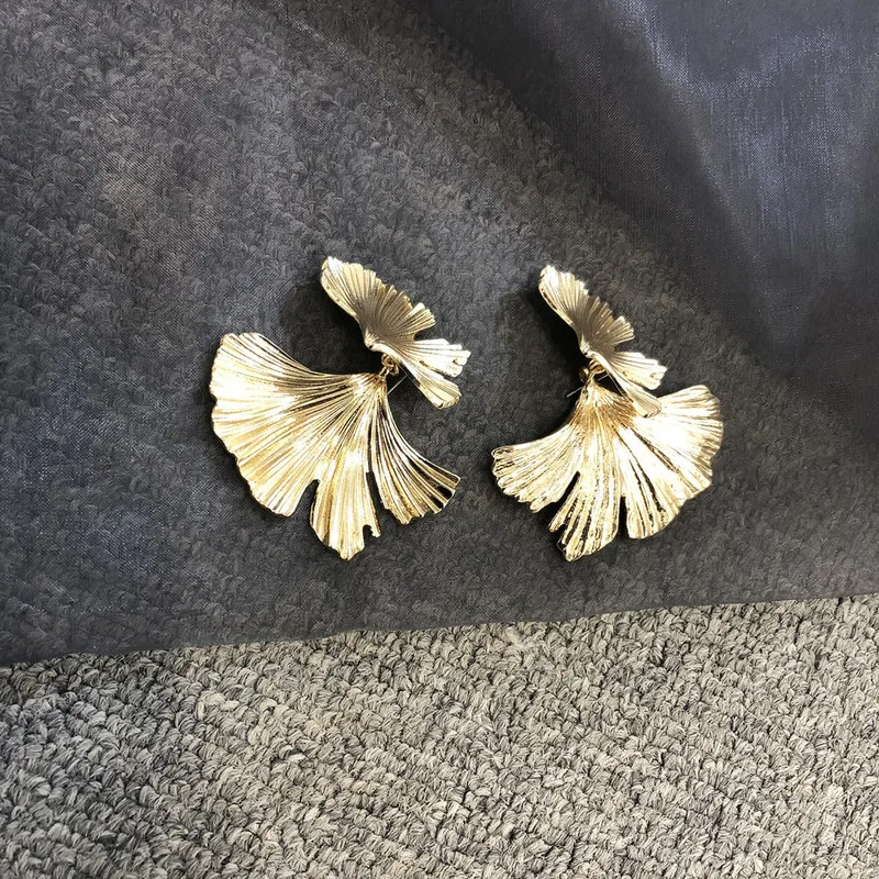 Висячие серьги Ginkgo в виде листьев металлическое растение Золотой винтажный