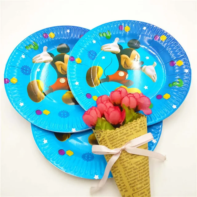10pcs/set 7inchMICKEY MOUSE PLATES MICKEY DISHES KIDS BIRTHDAY PARTY FAVORS HAPPY SUPPLIES PAPER PLATE | Дом и сад
