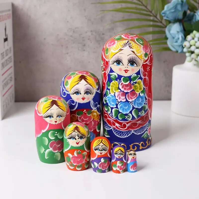 Русские куклы, Матрешка, деревянные классические цветные цветы, ручная работа, Матрешка, ручная краска, игрушки для детей, рождественские подарки