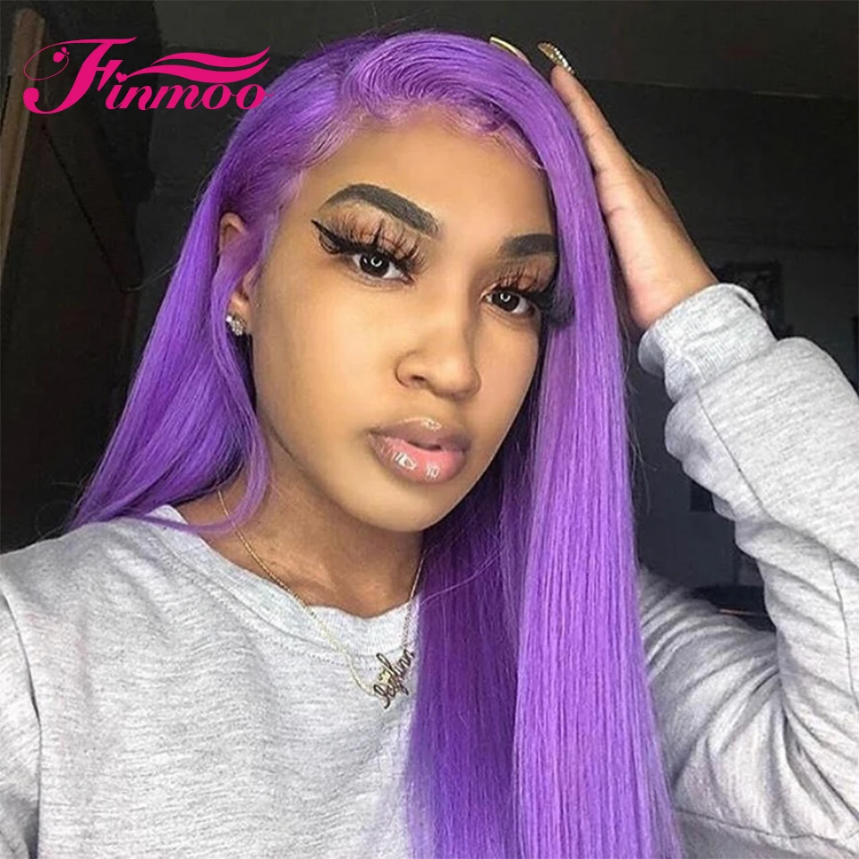 

Straight Purple Lace Front Wig Brazilian Purple Ombre Human Hair Wig Blonde Wig Transparent Lace Front Human Hair Wigs For Women