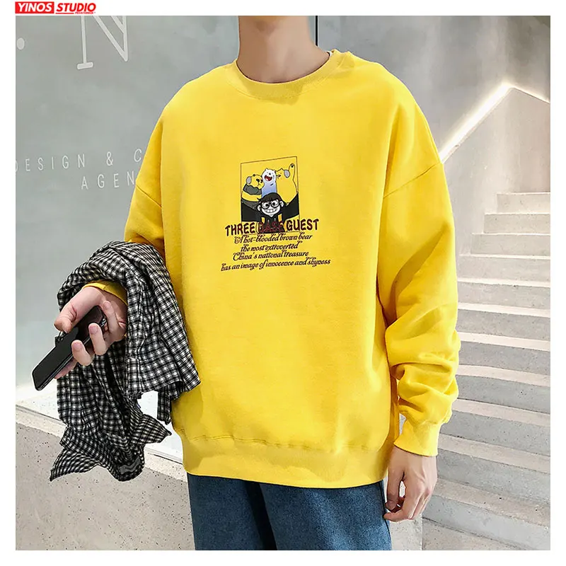 Dropshipping Male Spring O-Neck Long Sleeve Hoodies Mens Causal Streetwear Sweatshirt Baggy Fashion Print Pullover | Мужская одежда