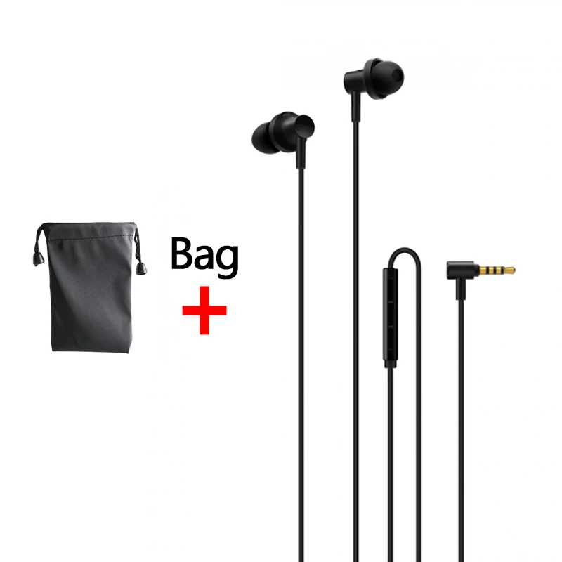 Оригинальные наушники Xiaomi Hybrid Pro HD 2 с динамическим проводным управлением и двойным драйвером с микрофоном, наушники с микрофоном - Цвет: Add bag