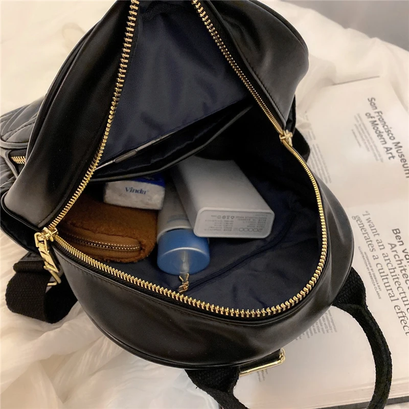 

Preppy Style Quilted Backpack For Women Large Capacity Book Bags For Teenager Girls High Quality PU Leather Casual Travel Bags