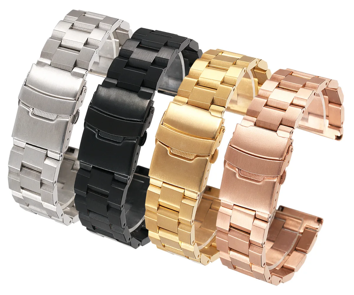 HQ 18mm 20mm 22mm 24mm Width Stainless Steel Band for Samsung Gear Sport S2 S3 Galaxy 42mm 46mm Watch Strap Metal Wristband