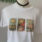 Винтажная модная женская футболка VIP HJN с принтом солнца, луны, звезд, таро, карт, милая эстетичная Повседневная хипстерская Футболка с принтом ведьмы