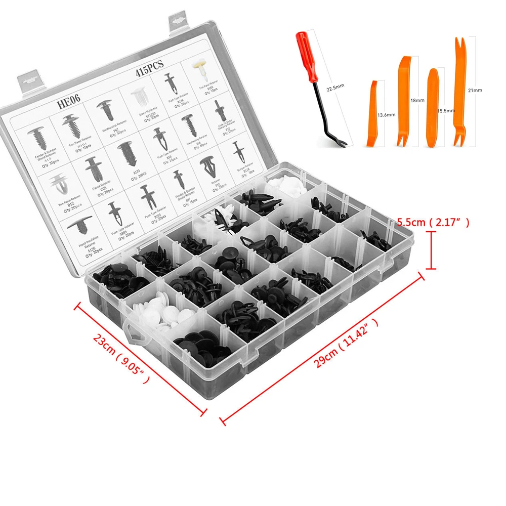

415PCS/set 18 Size Car Vehicle Retainer Clips & Plastic Fasteners Kit Set