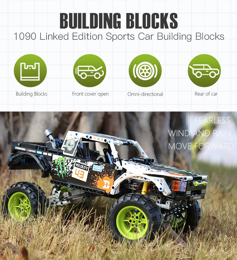 Technic series 4X4 внедорожные модели Vehile, игрушки, строительные блоки, набор блоков, классический автомобиль, совместимый 42099, Детский Рождественский подарок