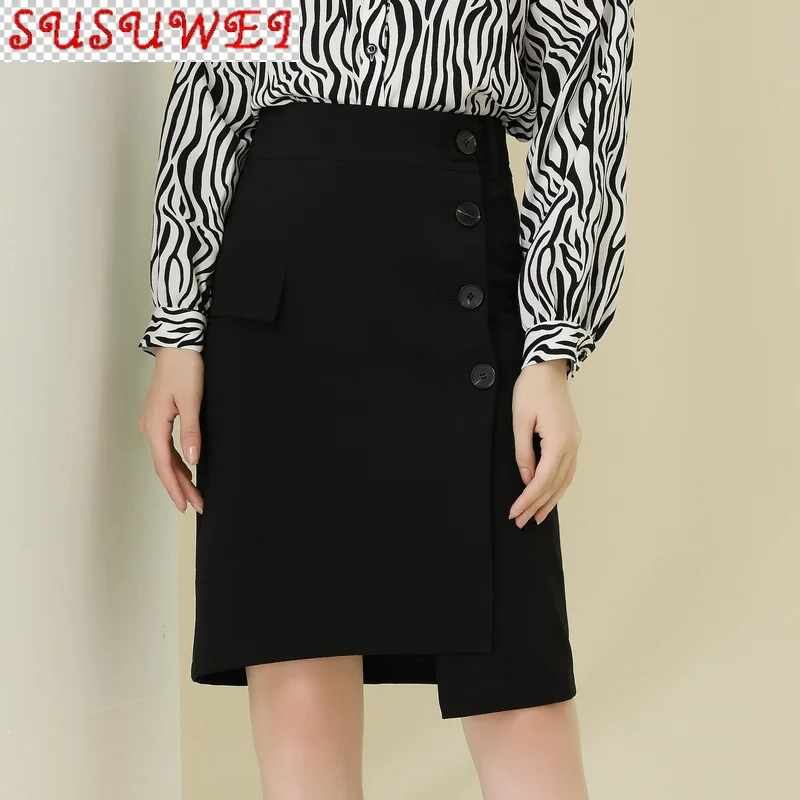 

2021 Spring and Autumn New Large Size Women's High Waist Irregular Professional Skirt Office High Quality Hip Skirt Female