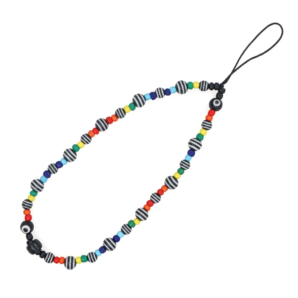 Women's Simple Beaded Lanyard Ladies Chic Colorful Korean Style Phone Chain Trendy Acrylic Keychains Classic Chains