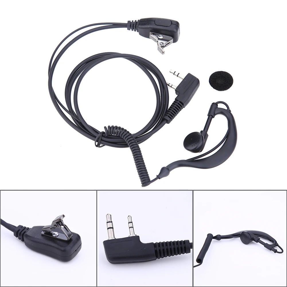 

2 PIN Earpiece Headset PTT MIC 1m Ear Hook Walkie Talkie Earbud Interphone Earphone Earpiece for BAOFENG UV5R/KENWOOD/HYT