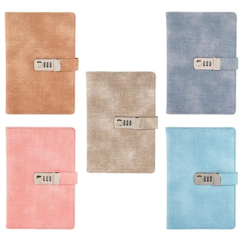 

A5 Notebook with Password Lock Leather Agenda Diary Week Planner Notepad School Stationery Travel Drop Shipping