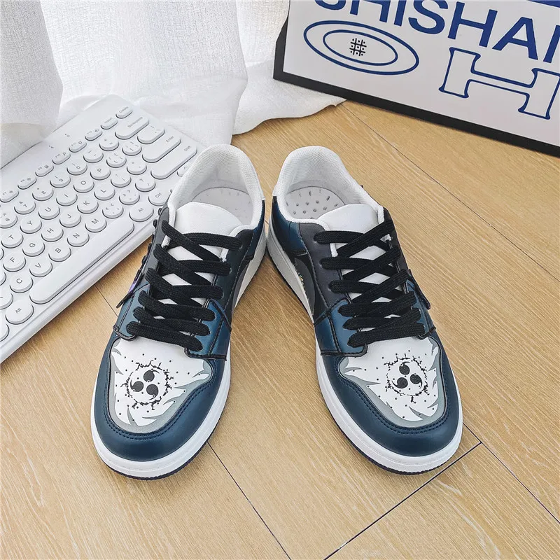 

Anime Shoes Men Sneakers Leather Rubber Low Top Sasuke Shoes Uchiha Men Casual Lace Up Tenis Masculino Male Zapatillas Mujer