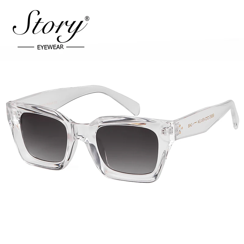 Женские квадратные солнцезащитные очки с заклепками и зеркальными линзами в