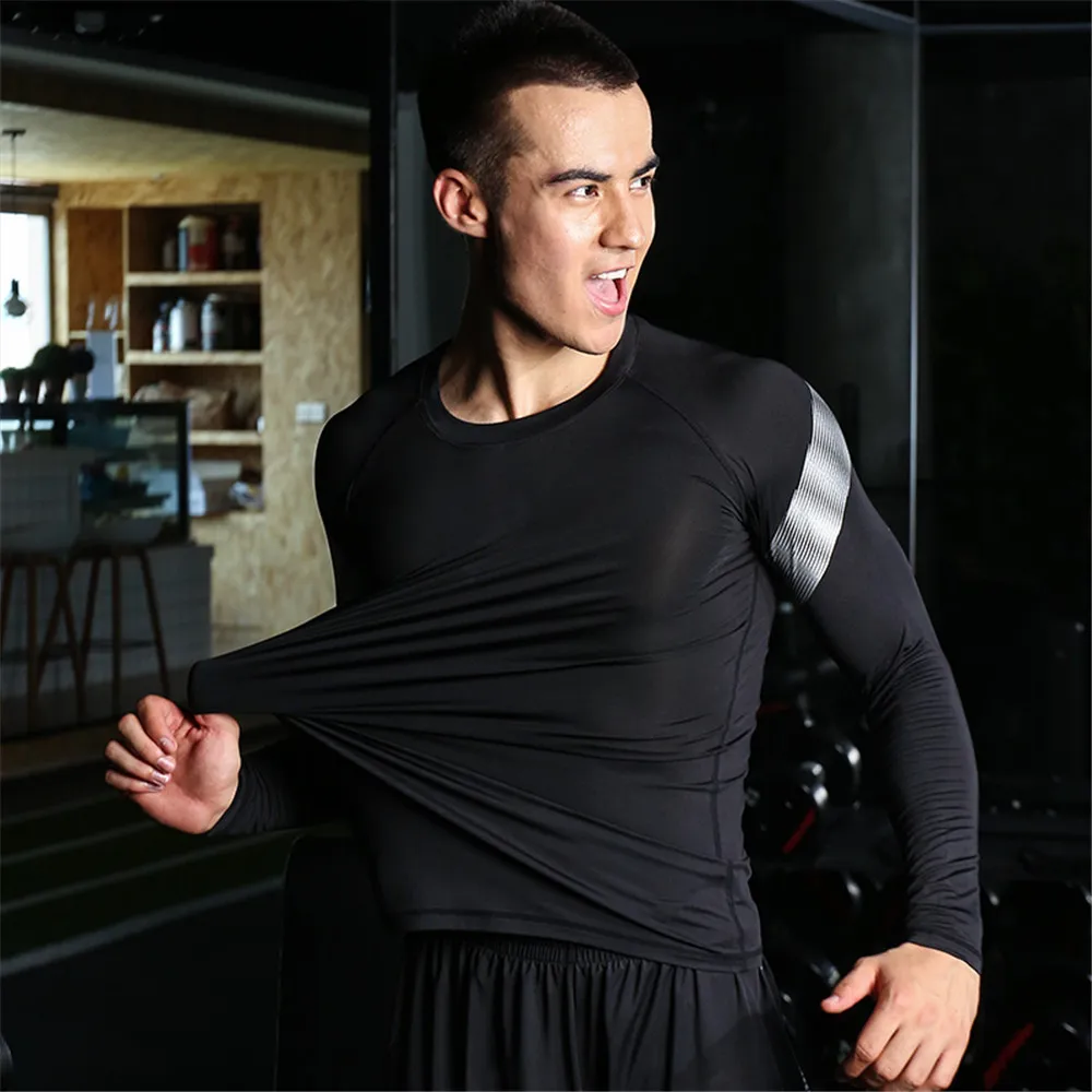 WWKK Men Sports Set Tracksuits Compress Shirt Fitness Pants Skin Tight Long Sleeves Elastic Clothing Male Gym Yoga Sets | Спорт и