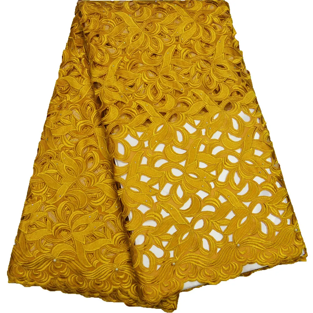 Высококачественная хлопчатобумажная кружевная ткань ручной работы вышивка