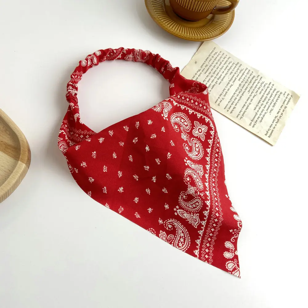 

Summer Printting Vintage Hair Scarf Scrunchies Triangle Bandanas for Women Headband Elastic Hair Bands Headwrap Hair Accessories