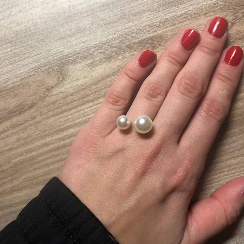 

Fashion Pearl Ring Exaggeration Fashion U-shaped Opening Adjustable Gold Ring For Women New Jewelry 2020