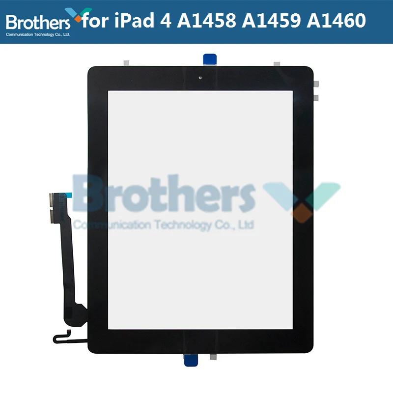 Планшет T панель для iPad 4 A1458 A1459 A1460 дигитайзер стекло сенсор в сборе с кнопкой Home для iPad 4 экран Replecement - Цвет: Black ButtonAdhesive