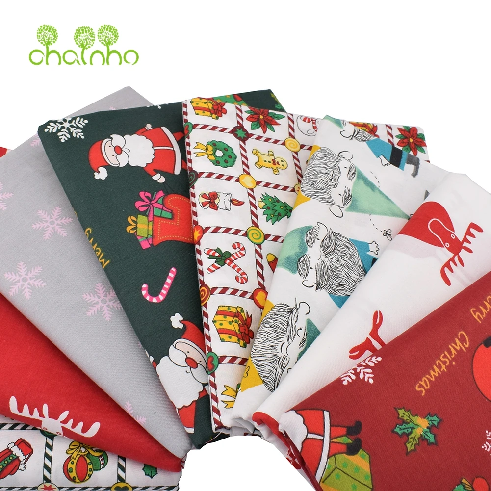Chainho 8 шт./лот Рождественская серия саржевая хлопчатобумажная ткань с принтом