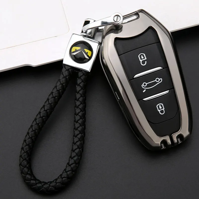 A-Black rope buckle Брелок для ключей из цинкового сплава, брелок для ключей Citroen C2 C3 C4 C5 C6 Aircross Picasso Xsara C-Elysee C-Quatre - Название цвета: A-Black rope buckle