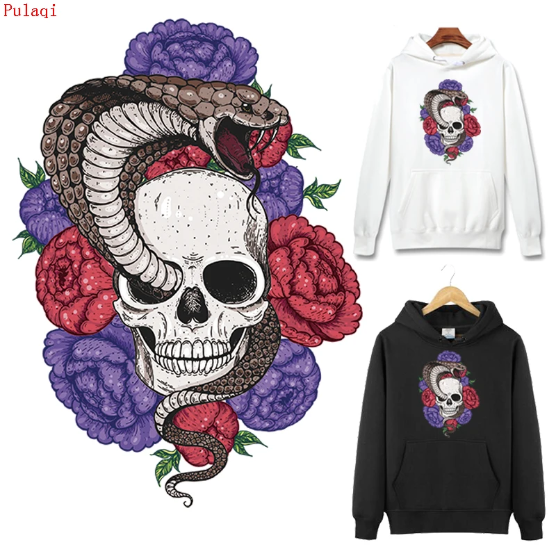 Термоклейкие виниловые нашивки Pulaqi с рисунком черепа и цветка термоклейкие для