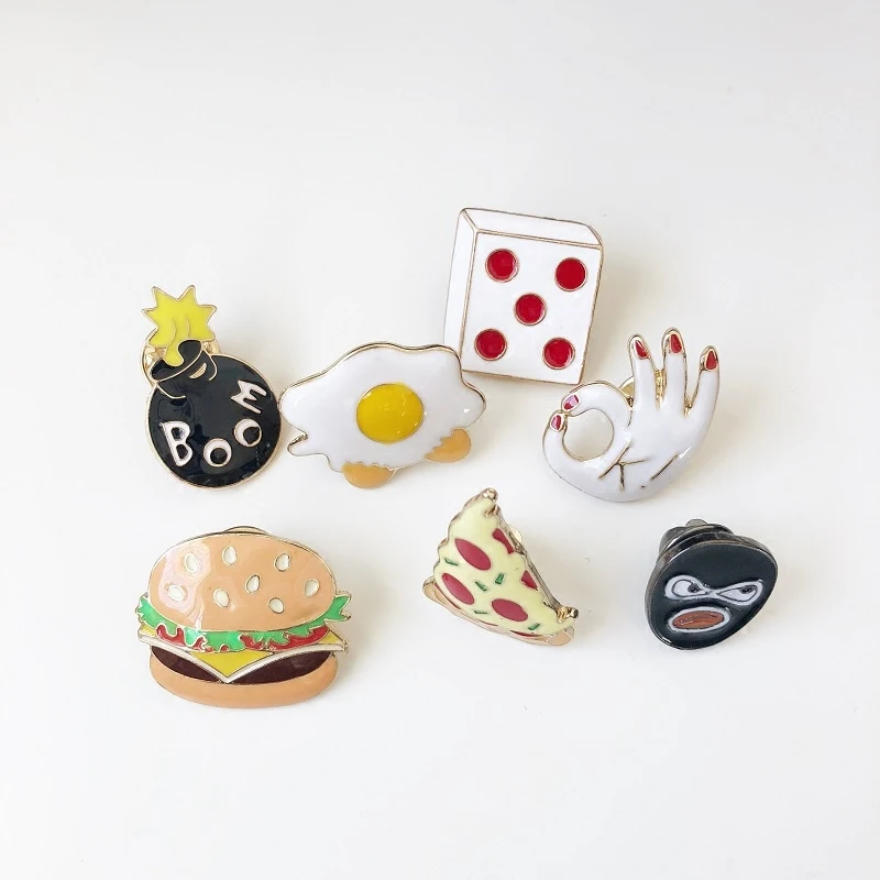 Модные булавки яркая эмалированная булавка для бургеров пиццы хот догов яиц