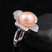 meibapj 11 12mm big freshwater pearl flower ring real 925 sterling silver fine wedding jewelry for women