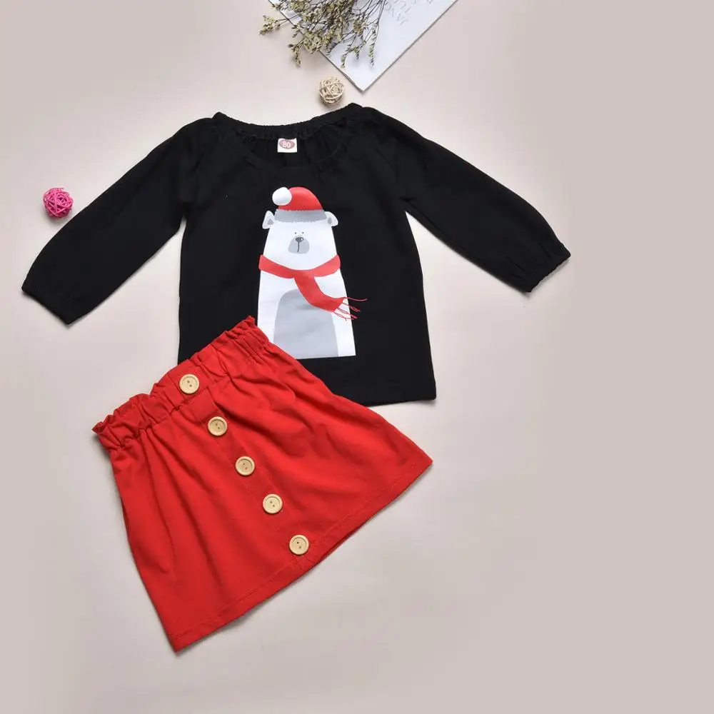 Рождественский комплект с юбкой для девочек 1 6 лет рождественской блузкой и