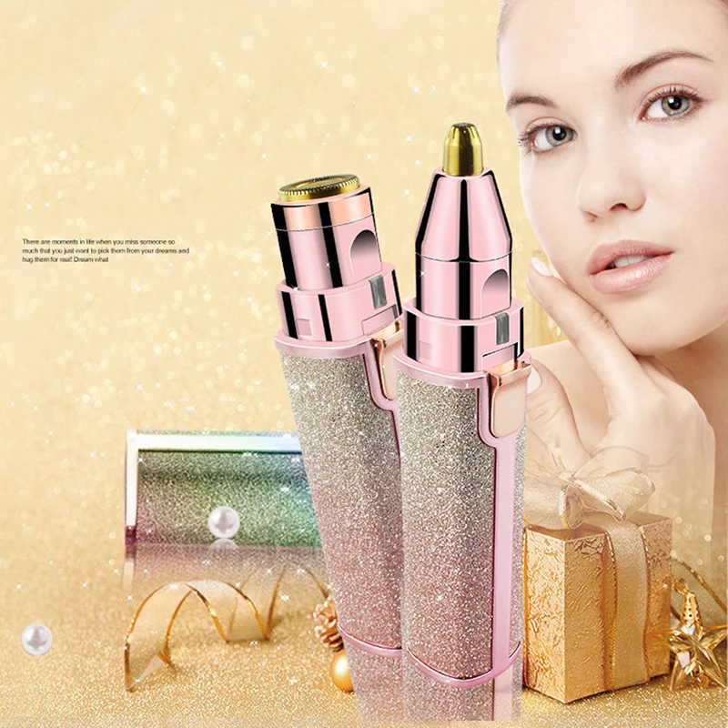 

Электрический триммер для бровей 2 в 1, эпилятор для волос, мини-бритвы для бровей, портативный прибор для удаления волос на лице, помада, ручк...