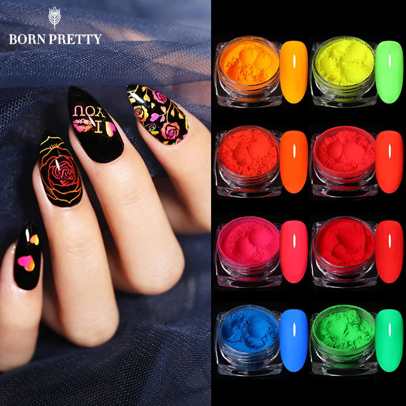 Флуоресцентный неоновый порошок для ногтей BORN PRETTY УФ светильник 2 г зеленый