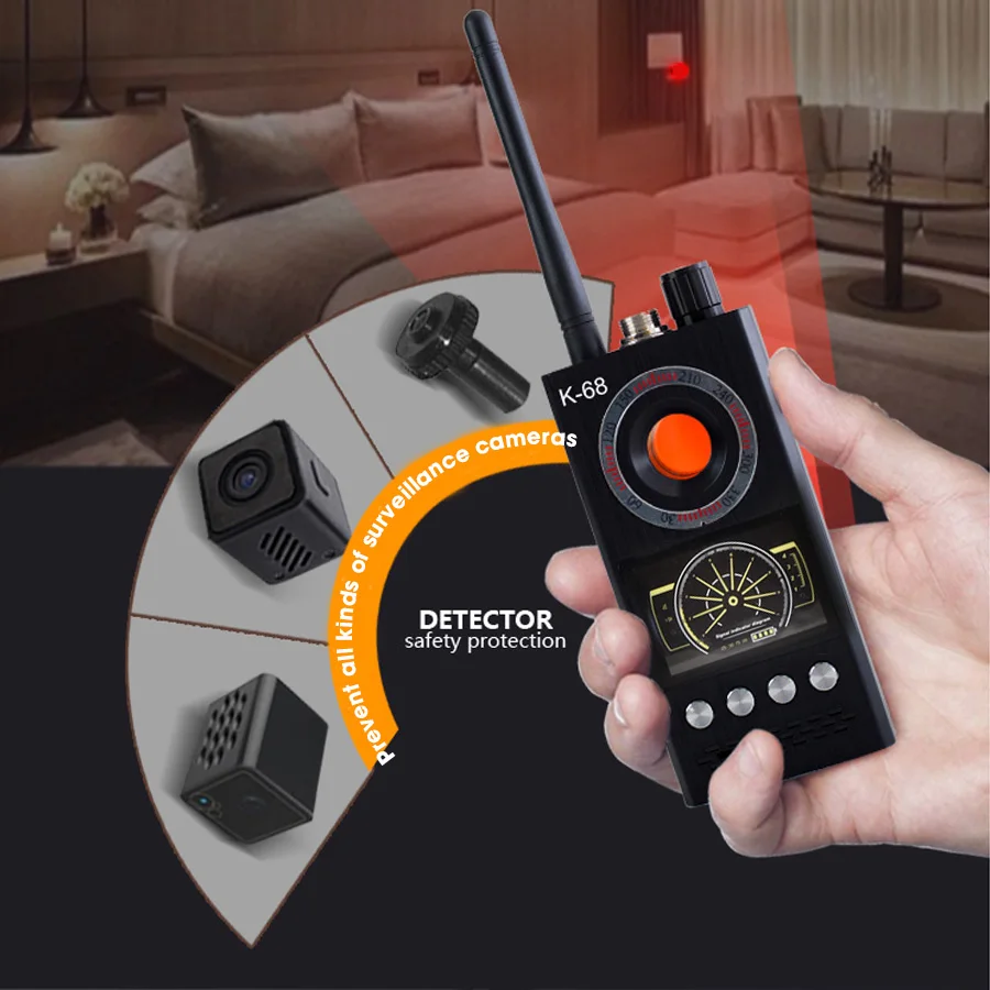 K68 RF сканер детектор шпионаж камера искатель ошибка детектор Wi-Fi сигнал gps радио телефон устройство Finder Личная защита безопасности