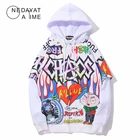 Мужской флисовый пуловер в стиле хип-хоп, повседневный свитшот в стиле Харадзюку, фиолетовая уличная одежда, худи, худи с граффити, Осень-зима 2019